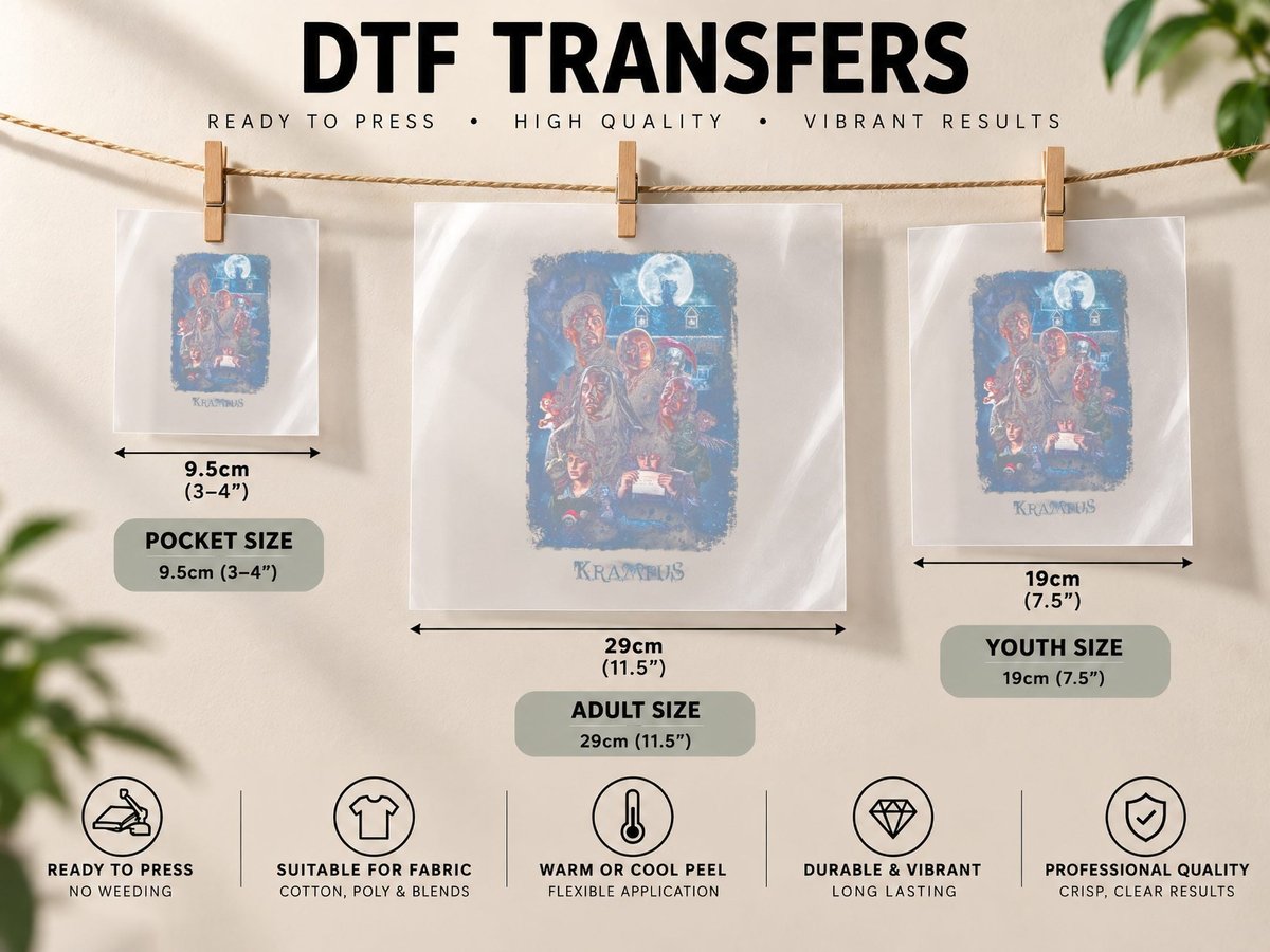 Krampus Blue Moonlight Creature Family Christmas Horror DTF Transfer Iron On