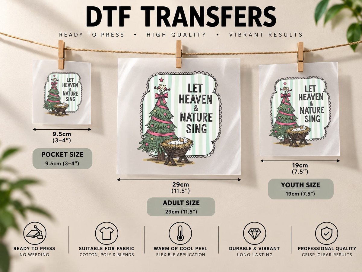 Let Heaven & Nature Sing Christmas, Funny Xmas, Xmas Humor DTF Transfer Iron On