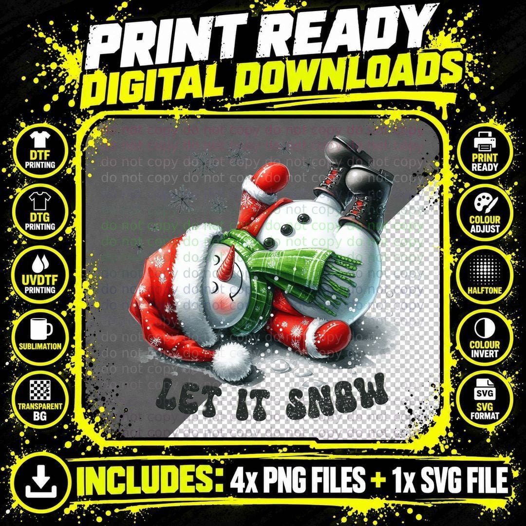 Let It Snow Christmas T-Shirt, Funny Xmas Tee Png SVG Digital Bundle