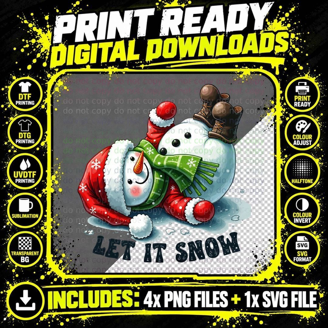 Let It Snow Christmas T-Shirt, Funny Xmas Tee Png SVG Digital Bundle