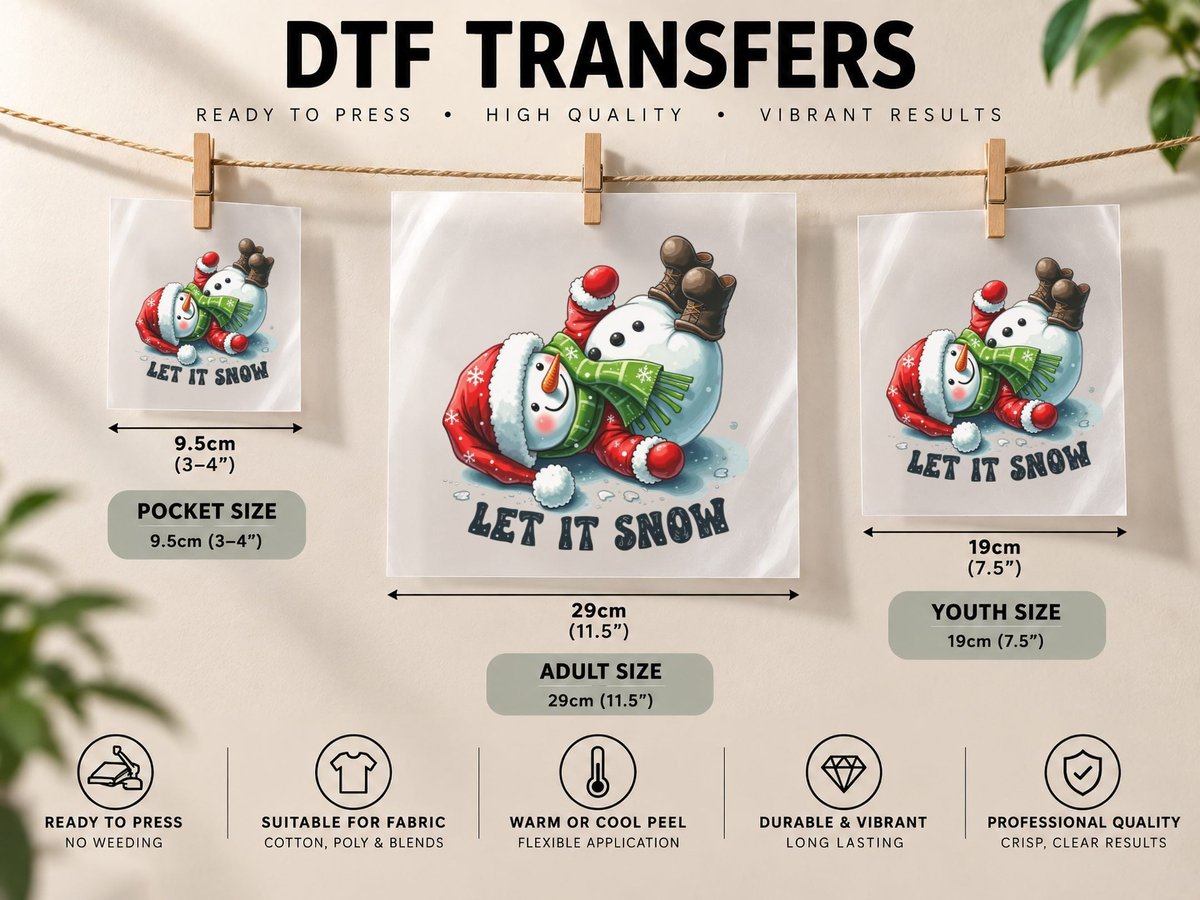 Let It Snow Christmas, Funny Xmas, Ugly DTF Transfer Iron On