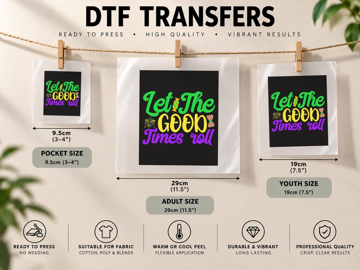 Let the Good Times Roll Mardi Gras, Festive Party DTF Transfer Iron On