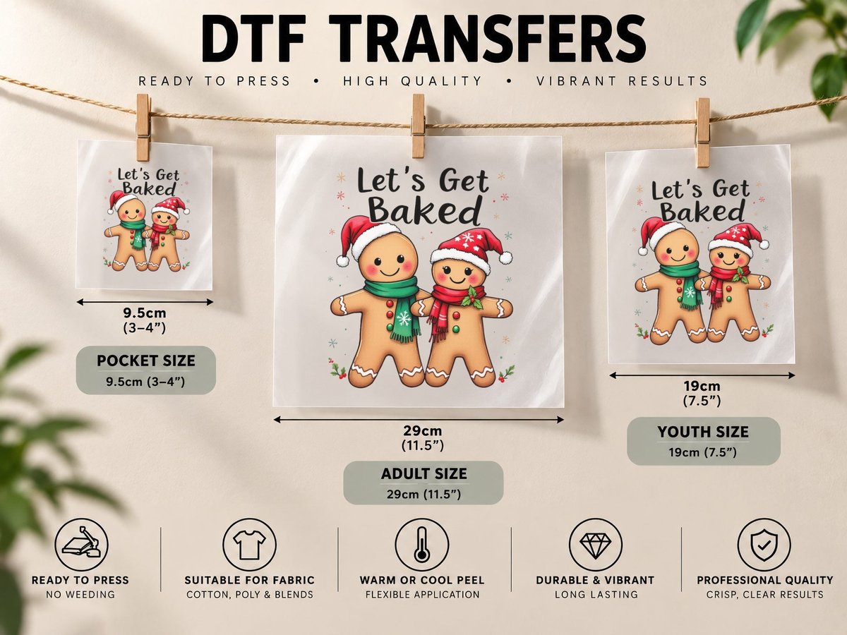 Let's Get Baked Christmas, Funny Xmas, Xmas Humor DTF Transfer Iron On