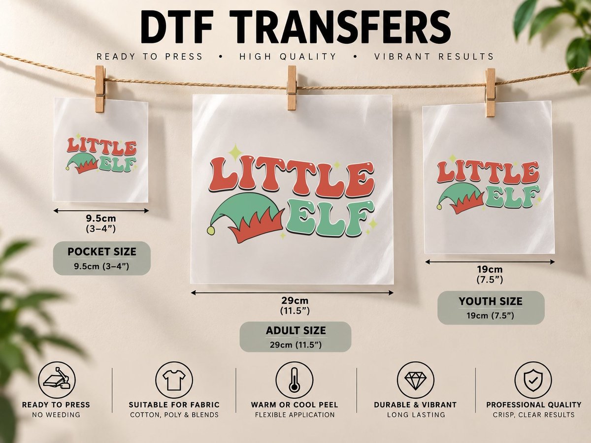 Little Elf Toddler Kids, Festive Holiday Elf Hat Graphic DTF Transfer Iron On