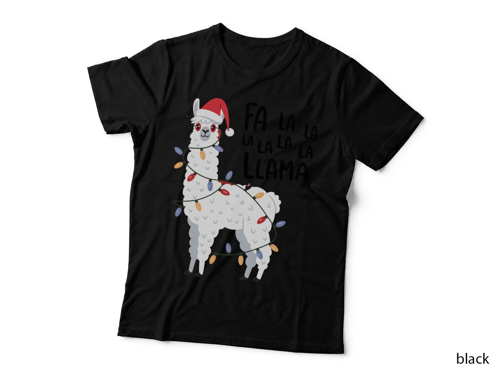 Llama Christmas Lights and Sweater Christmas T-Shirt, Funny Xmas Graphic Tee