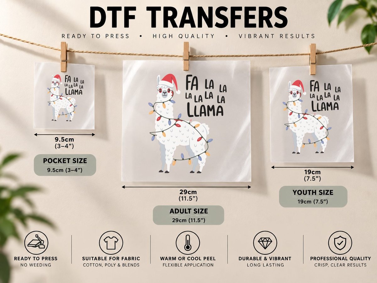 Llama Christmas Lights and Christmas, Funny Xmas Graphic DTF Transfer Iron On