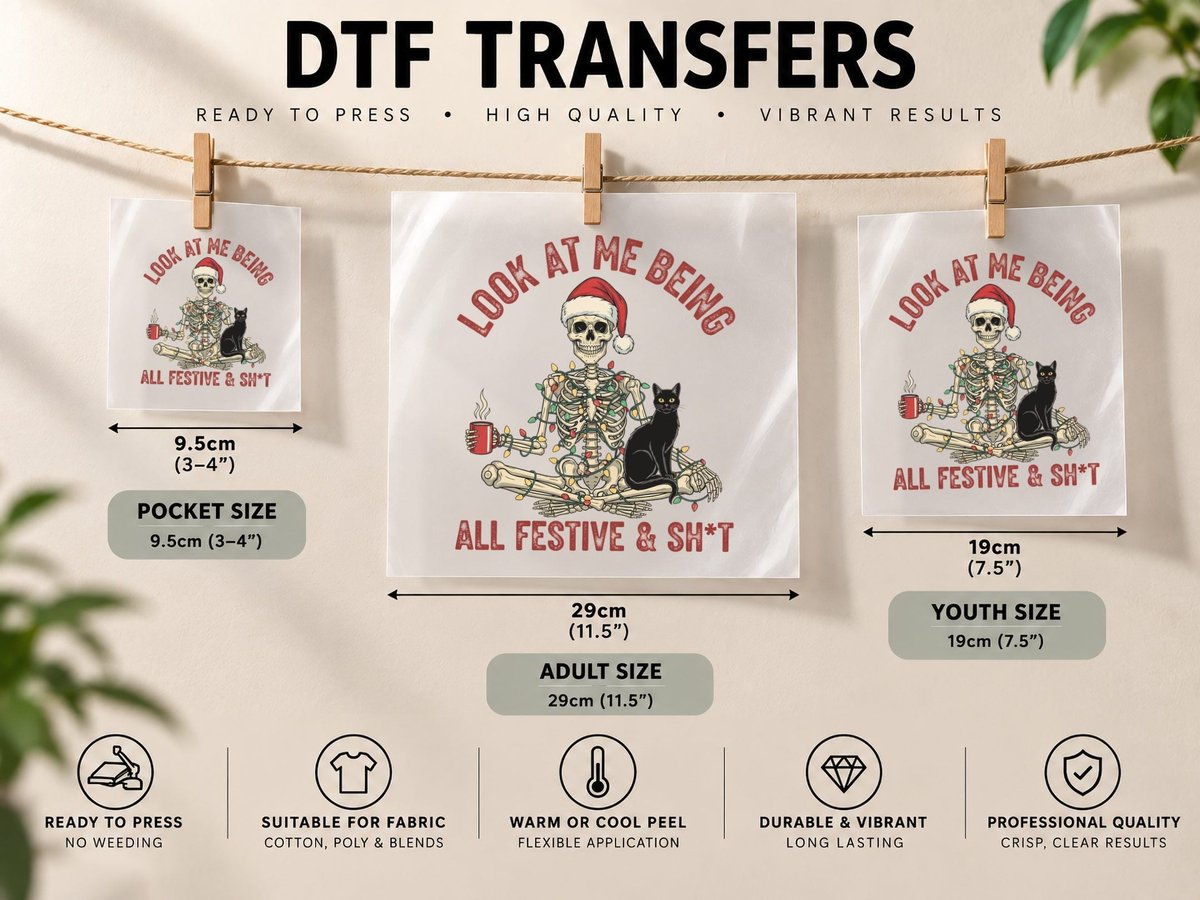Look at Me Being All Festive & Sh T Cat DTF Transfer Iron On