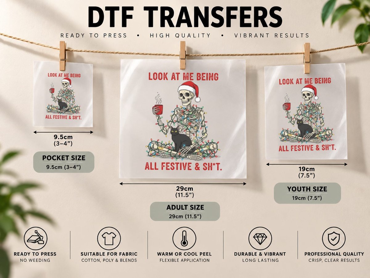 Look at Me Being All Festive & Sh T. Funny Cat DTF Transfer Iron On