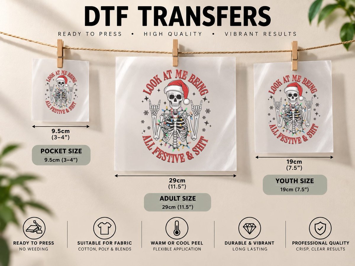 Look at Me Being All Festive & Spree Christmas, Funny Xmas DTF Transfer Iron On