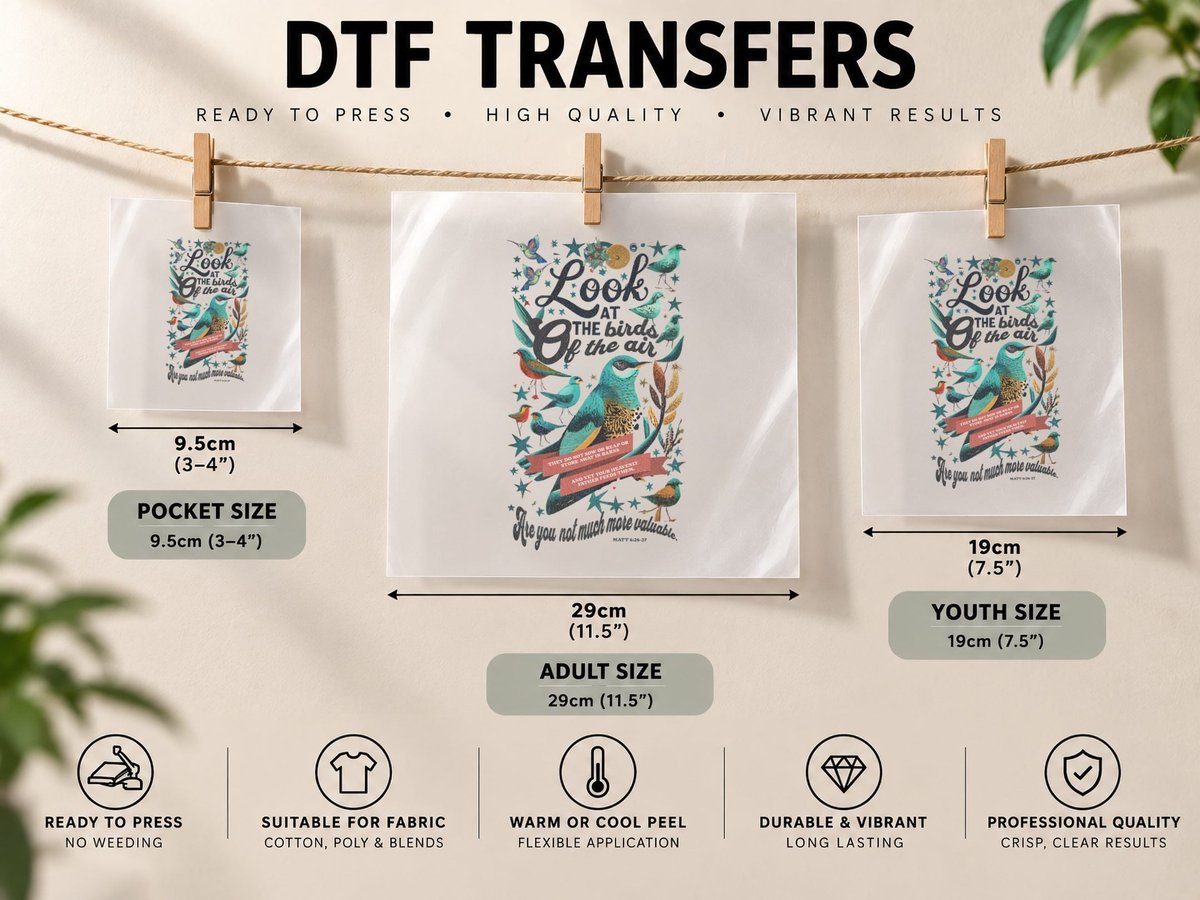Look at the Birds of the Air DTF Transfer Iron On