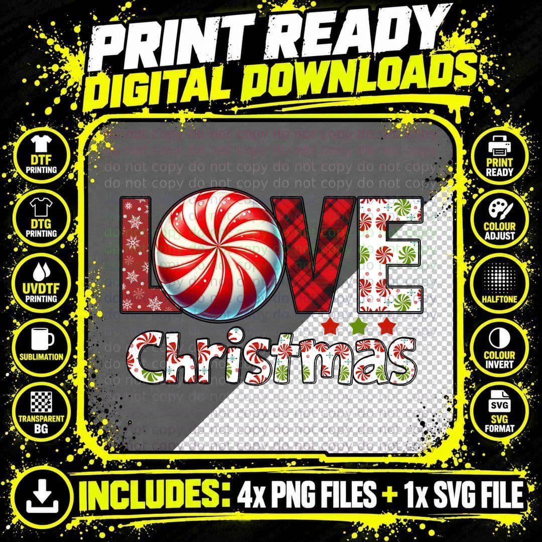 Love Christmas Winter T-Shirt, Christmas-Themed Candy Png SVG Digital Bundle