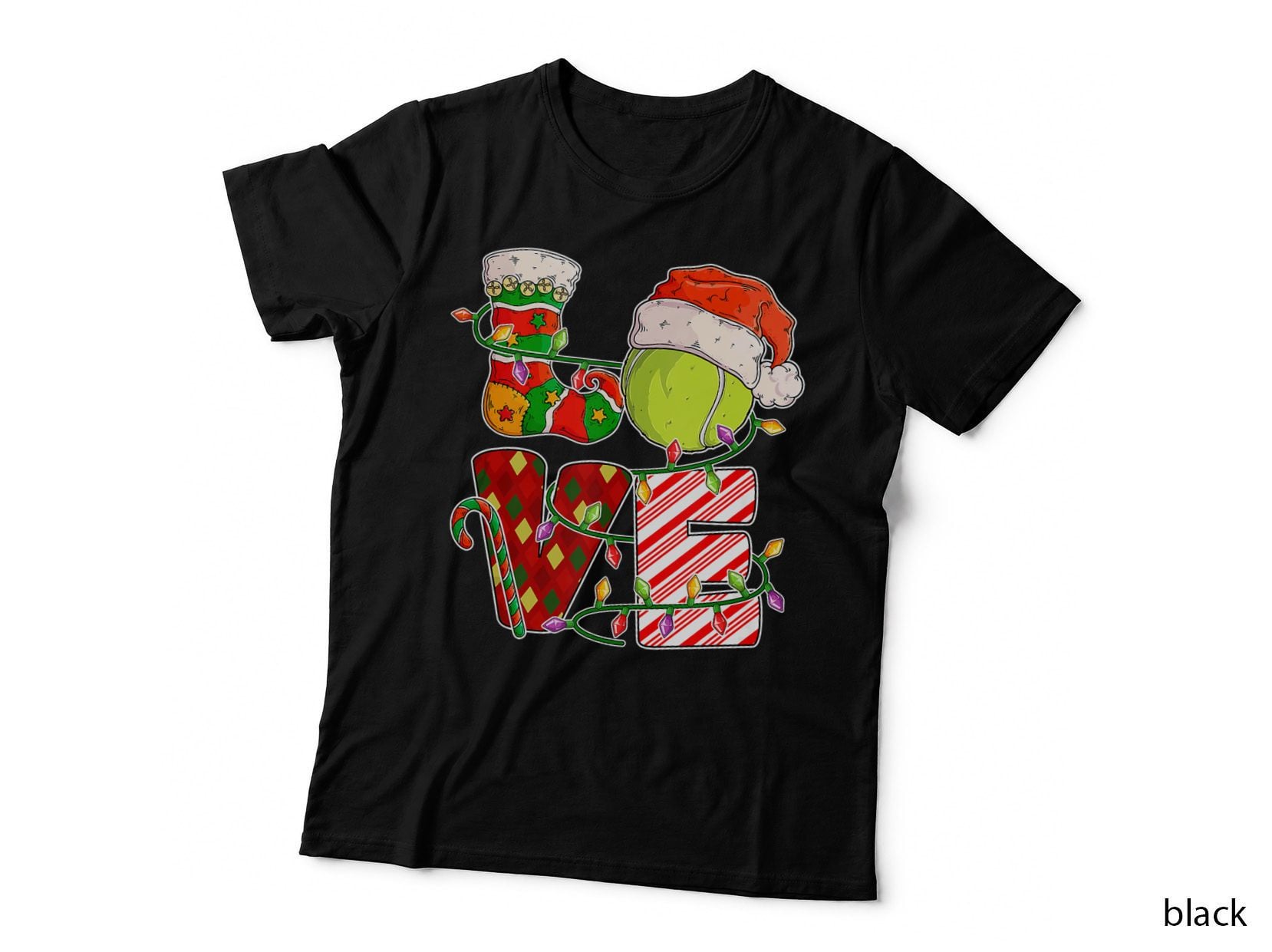 Love Tennis Christmas Tennis Player Xmas Party, Holiday Sportswear T-Shirt