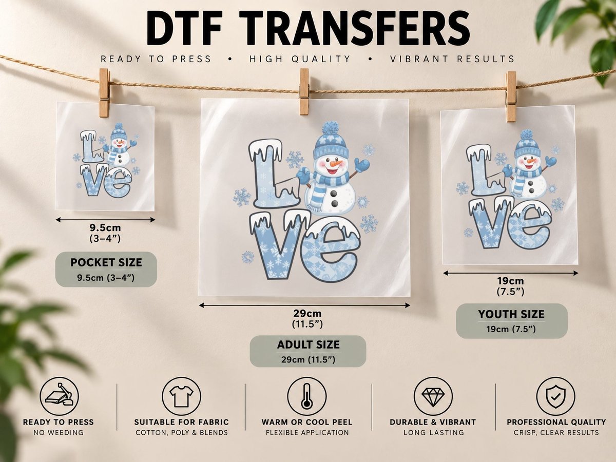 Love Winter, Winter Snowman with Icicles Graphic DTF Transfer Iron On