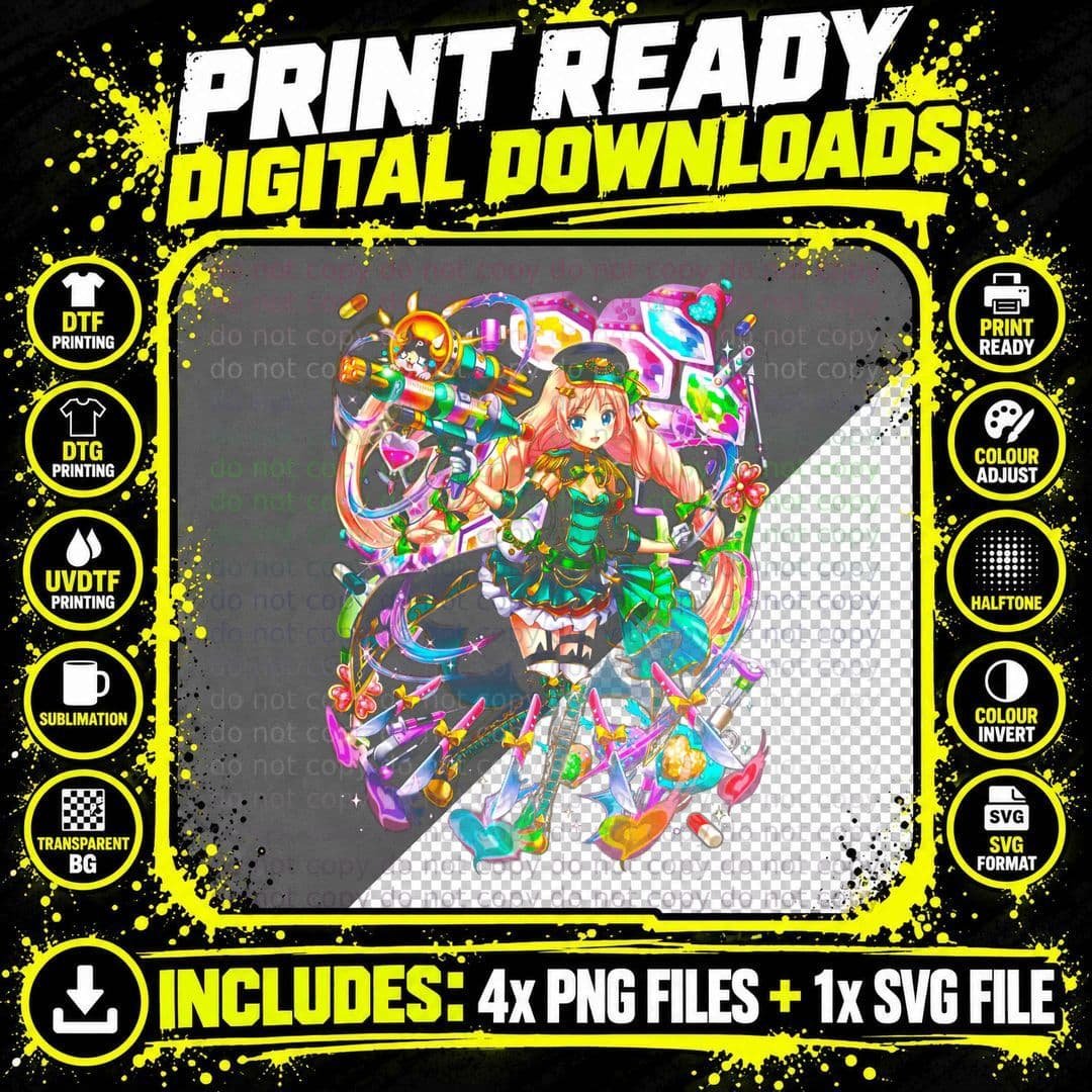 Magical Girl Colorful Anime Vibrant Aura Effects Festive Png SVG Digital Bundle