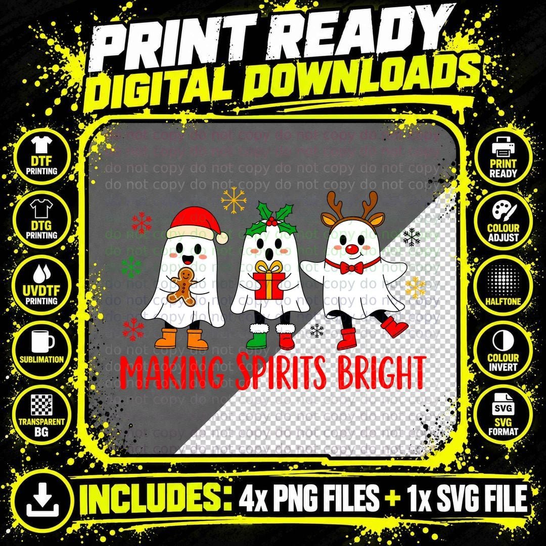 Making Spirits Bright Christmas T-Shirt, Funny Xmas Tee Png SVG Digital Bundle