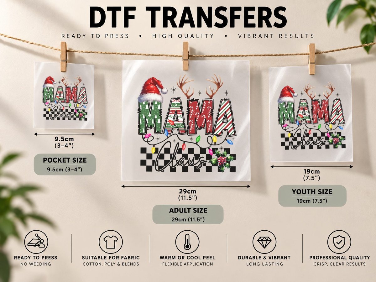 Mama Christmas, Funny Xmas, Ugly DTF Transfer Iron On