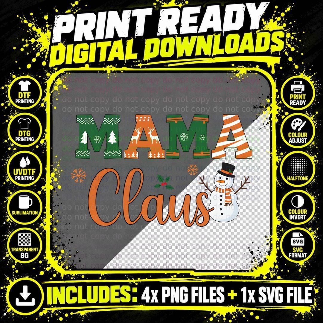 Mama Claus Sarcastic Animal T-Shirt Png SVG Digital Bundle