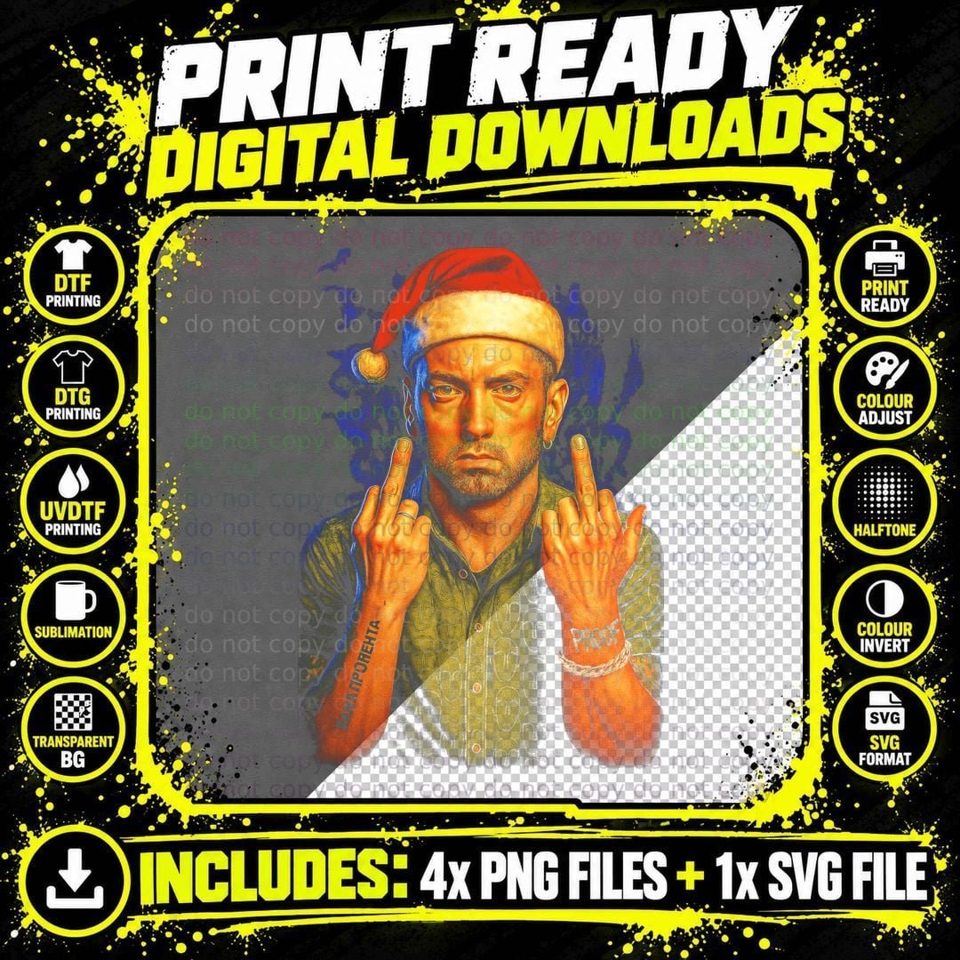 Man with Proof Orange Red Santa Halftone Streetwear Png SVG Digital Bundle