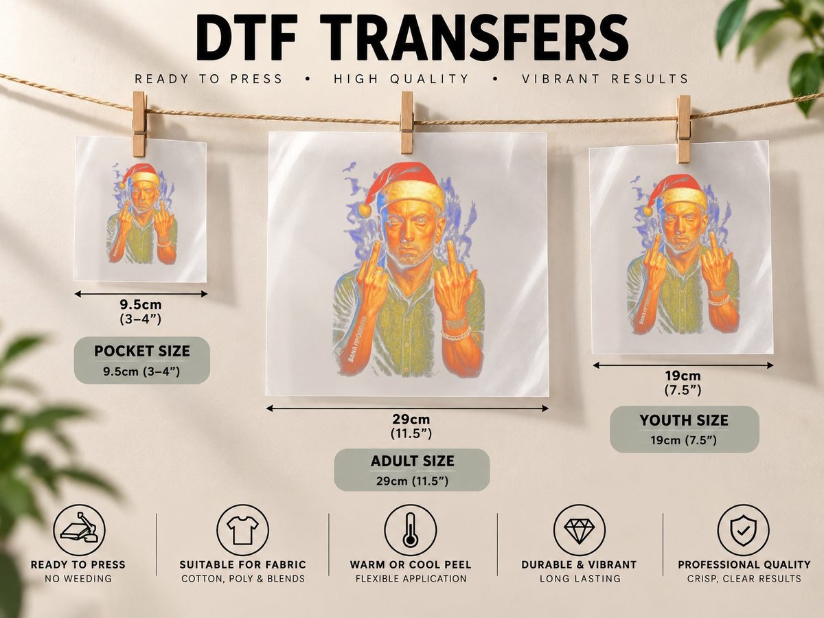 Man with Proof Orange Red Santa Halftone Streetwear DTF Transfer Iron On