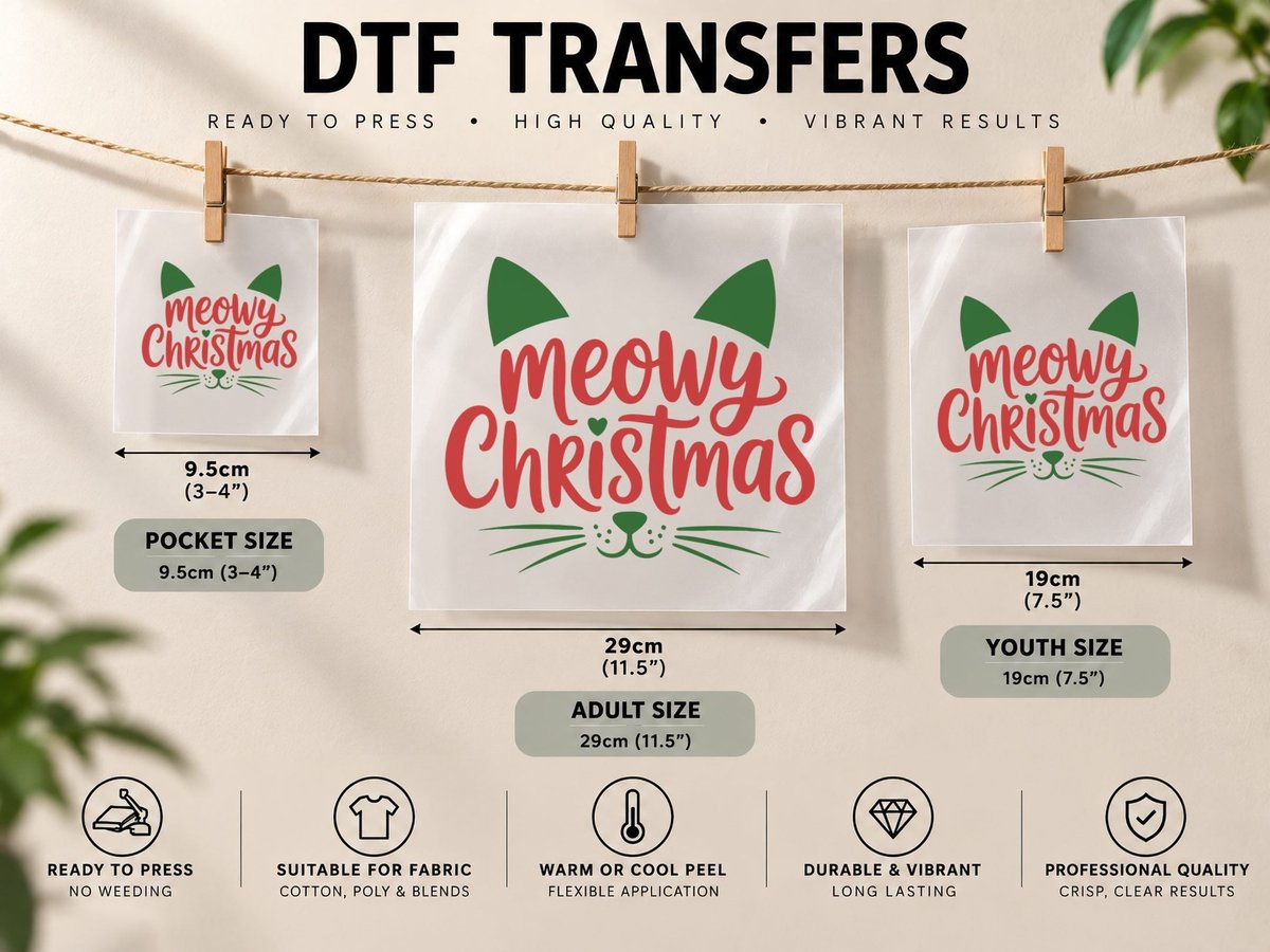 Meowy Christmas, Funny Xmas, Xmas Humor DTF Transfer Iron On
