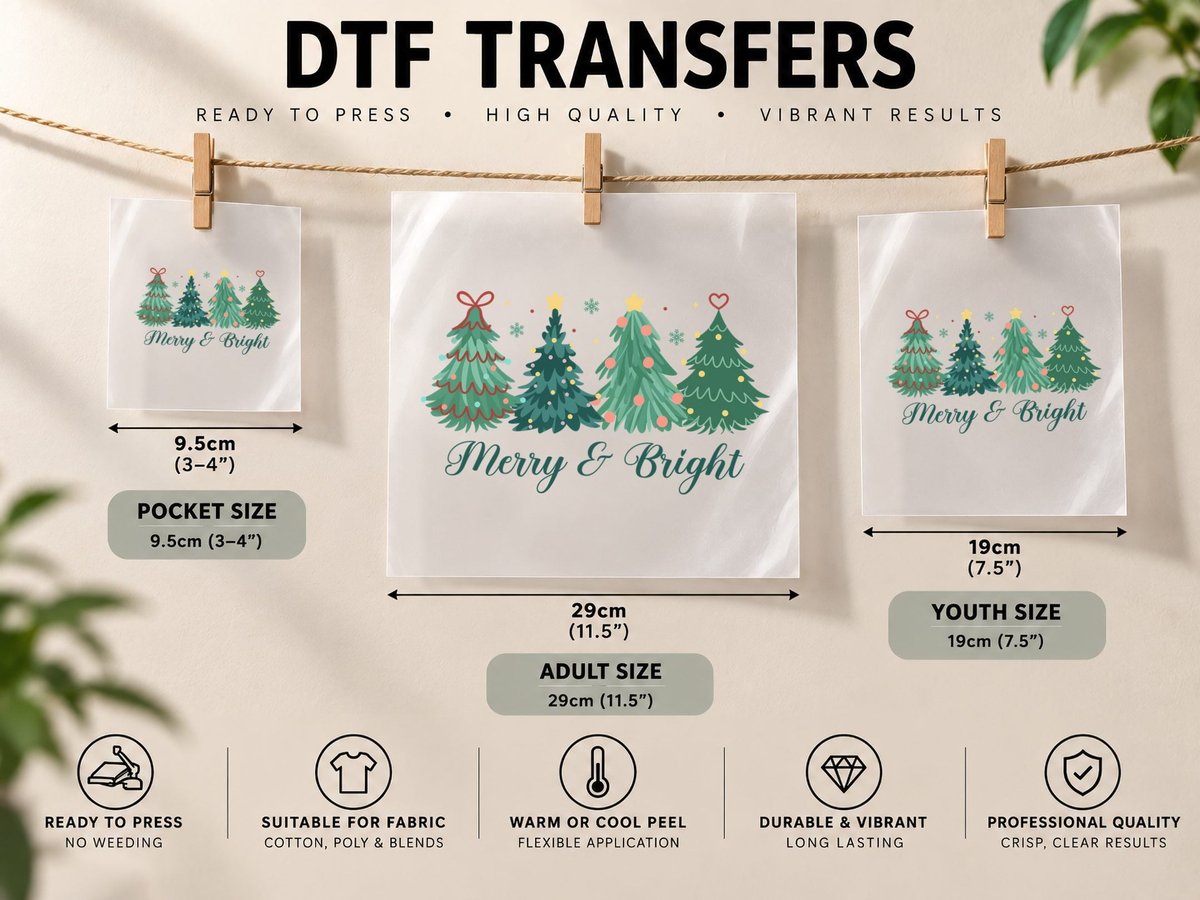 Merry & Bright Christmas Design, Funny Xmas, Xmas Humor DTF Transfer Iron On