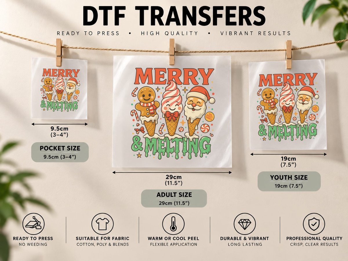 Merry & Melting Christmas, Funny Xmas, Xmas Humor DTF Transfer Iron On
