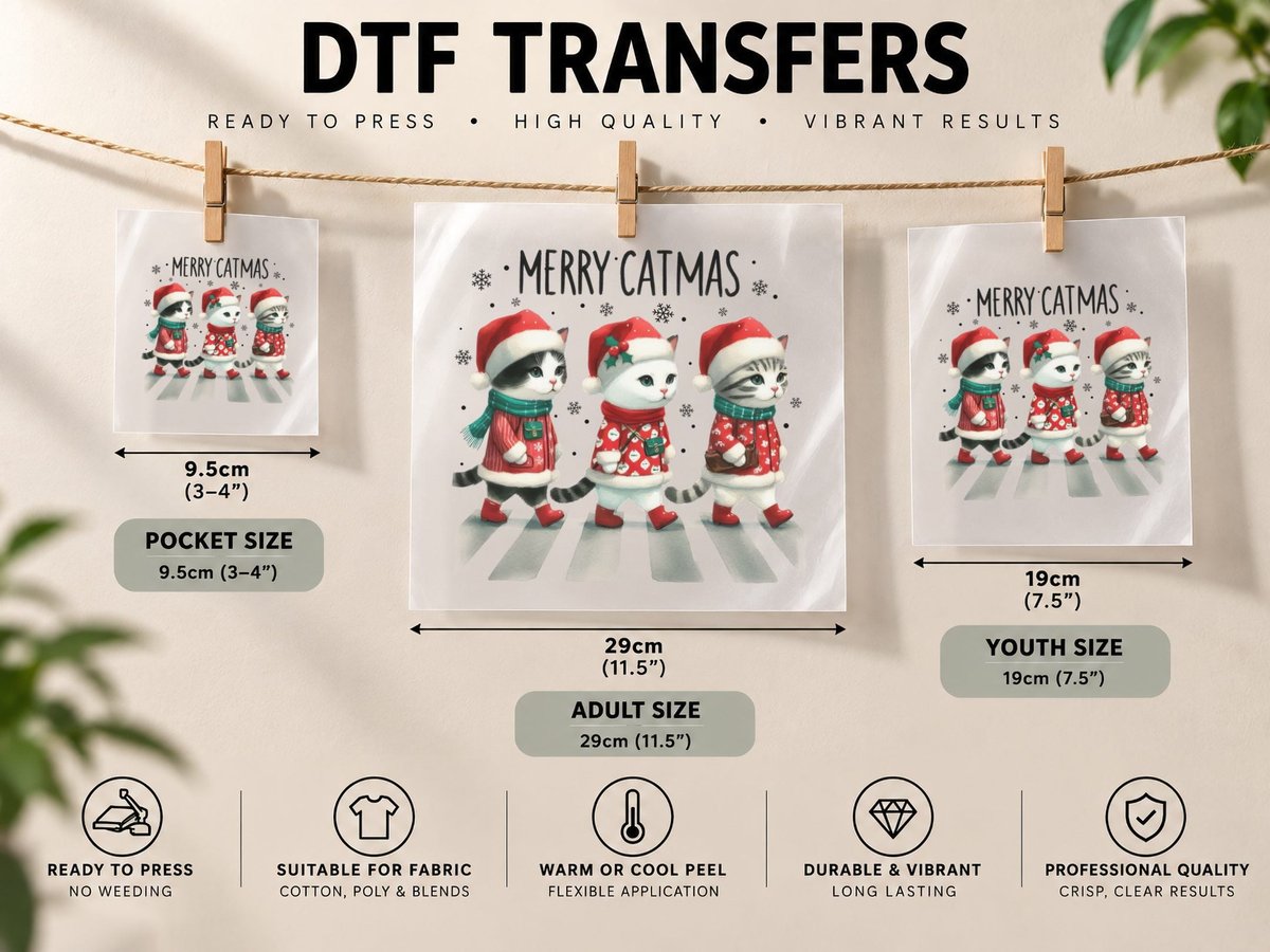 Merry Catmas Christmas, Funny Xmas, Holiday Gift DTF Transfer Iron On