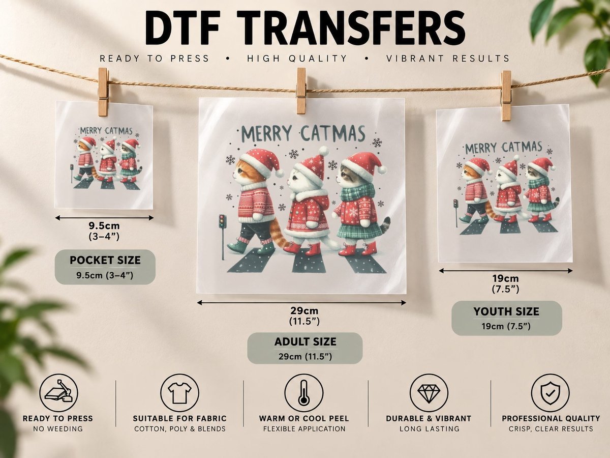 Merry Catmas Christmas, Funny Xmas, Ugly DTF Transfer Iron On