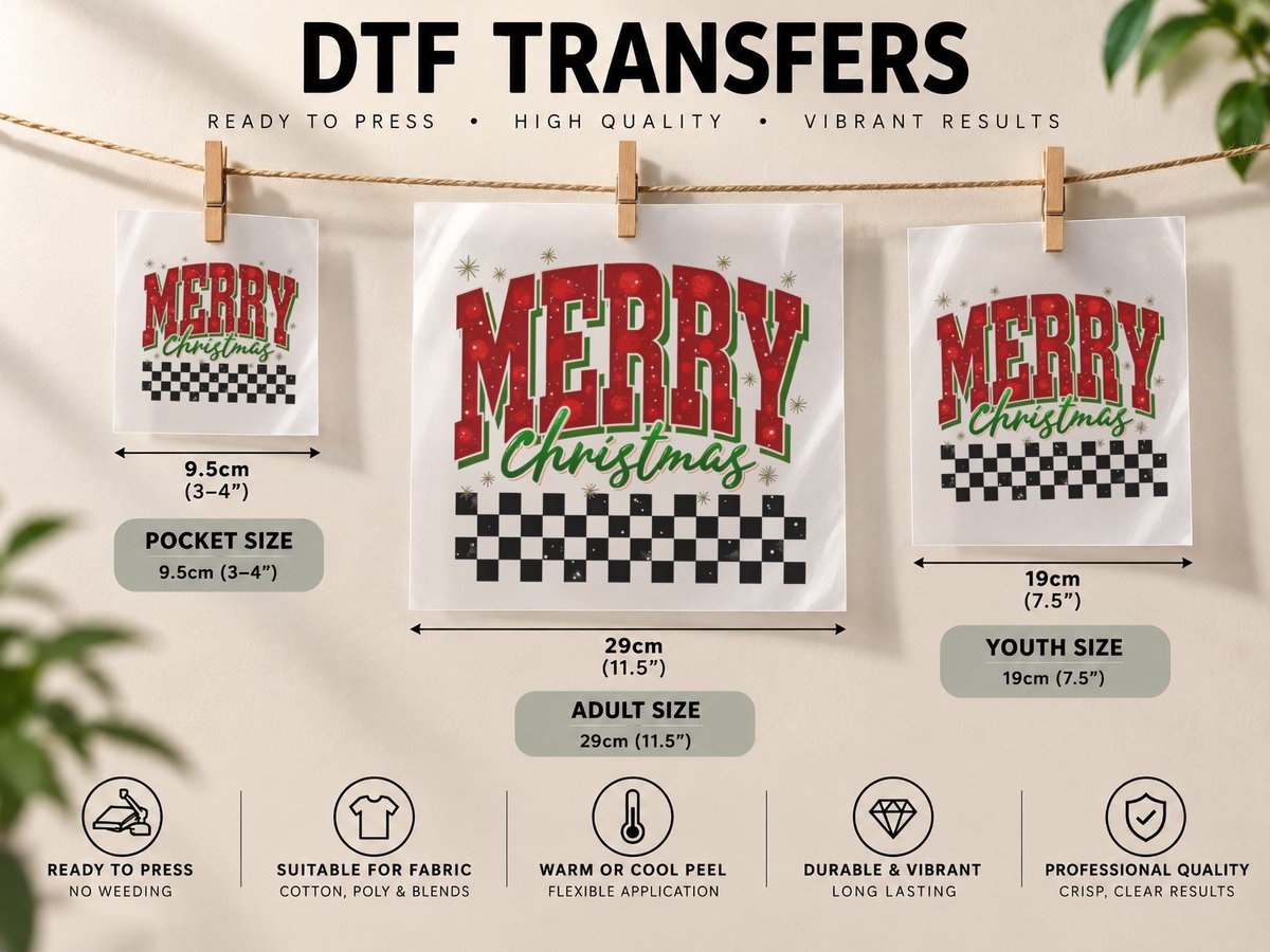 Merry Christmas Design, Funny Xmas DTF Transfer Iron On