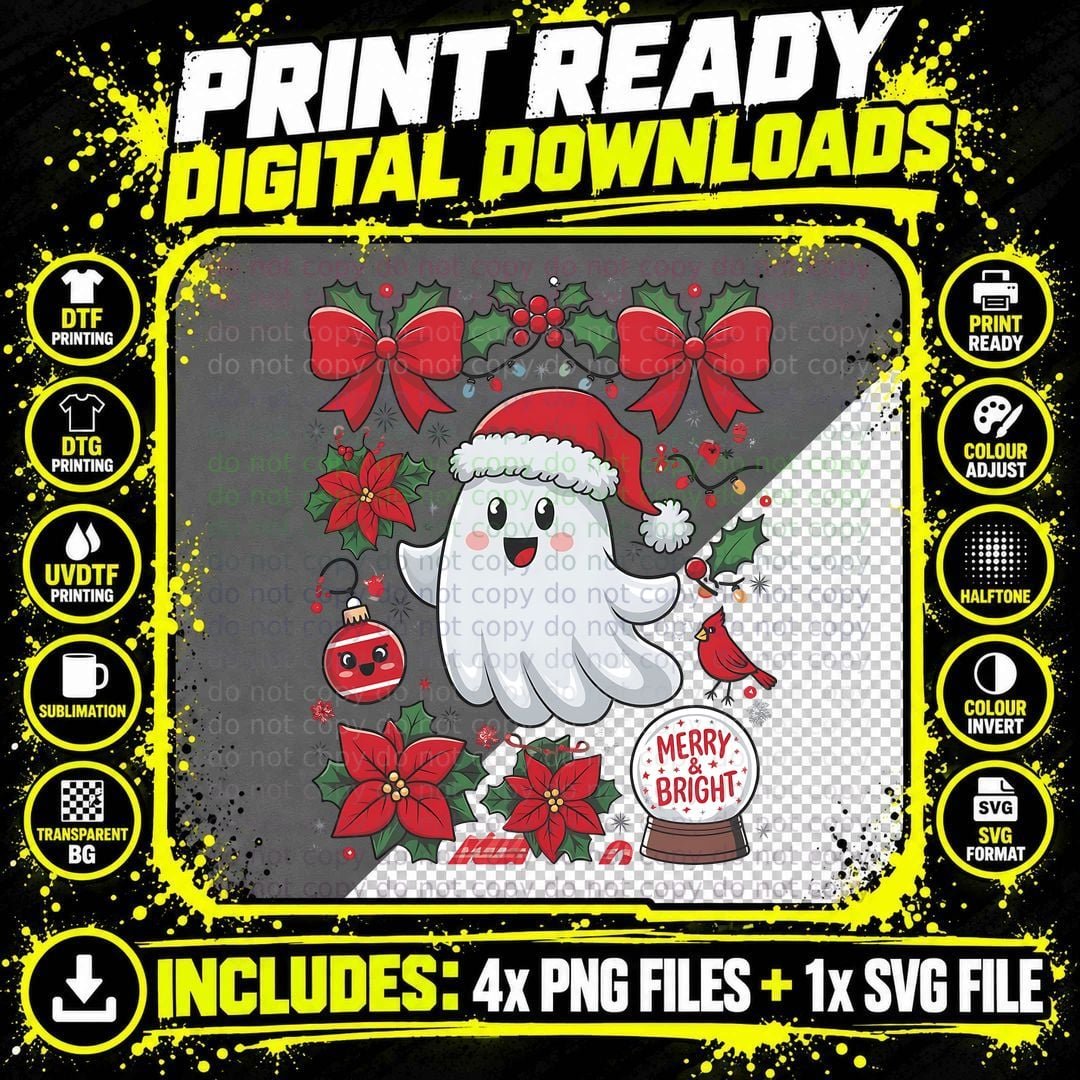 Merry Christmas Print T-Shirt, Funny Xmas Tee Png SVG Digital Bundle
