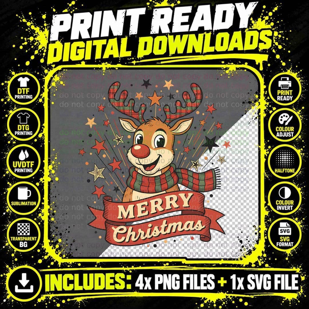 Merry Christmas Print T-Shirt, Funny Xmas Tee Png SVG Digital Bundle