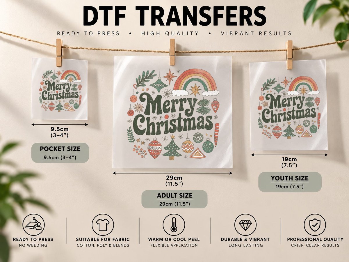 Merry Christmas Print, Funny Xmas DTF Transfer Iron On