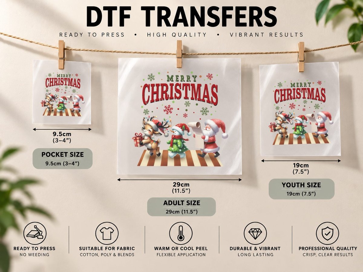 Merry Christmas Design, Funny Xmas, Holiday Gift DTF Transfer Iron On