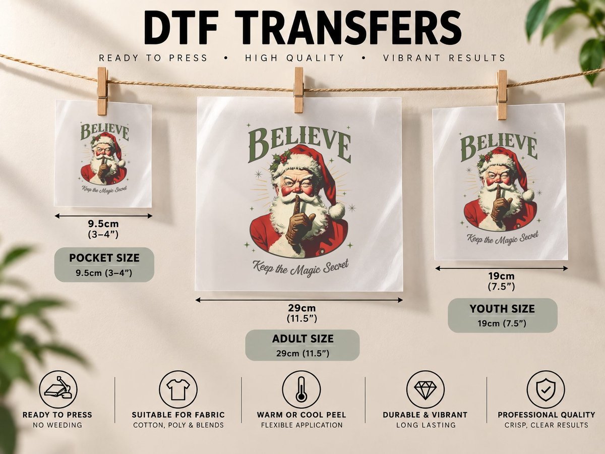 Merry Christmas Design, Funny Xmas DTF Transfer Iron On