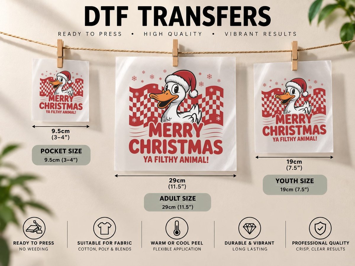Merry Christmas Ya Filthy Animal! Sarcastic Animal DTF Transfer Iron On