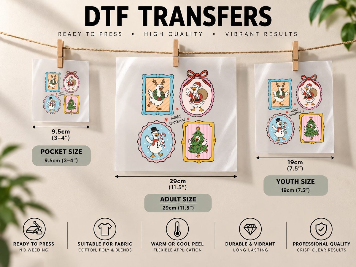 Merry Goosmas Christmas Design, Funny Xmas, Ugly DTF Transfer Iron On