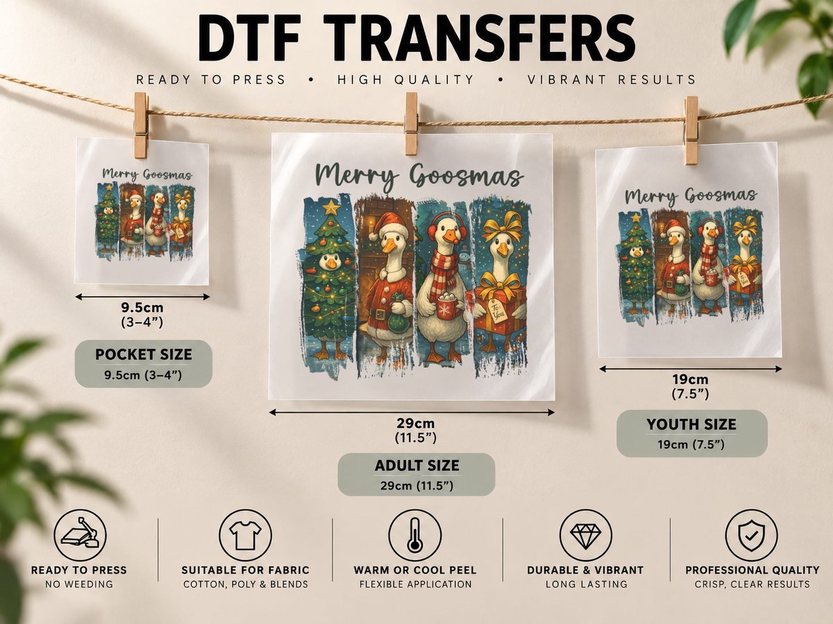 Merry Goosmas Christmas, Funny Xmas, Ugly DTF Transfer Iron On