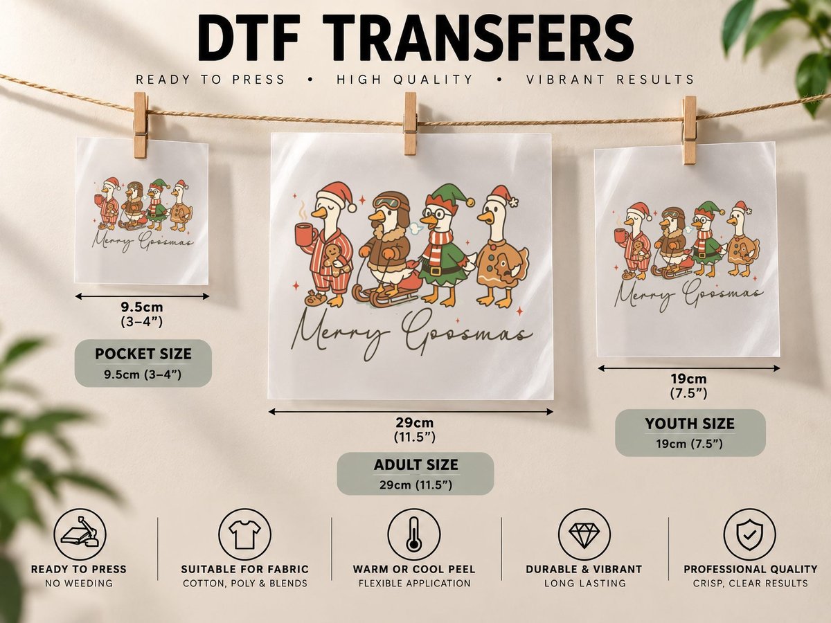 Merry Goosmas Christmas, Funny Xmas, Xmas Humor DTF Transfer Iron On