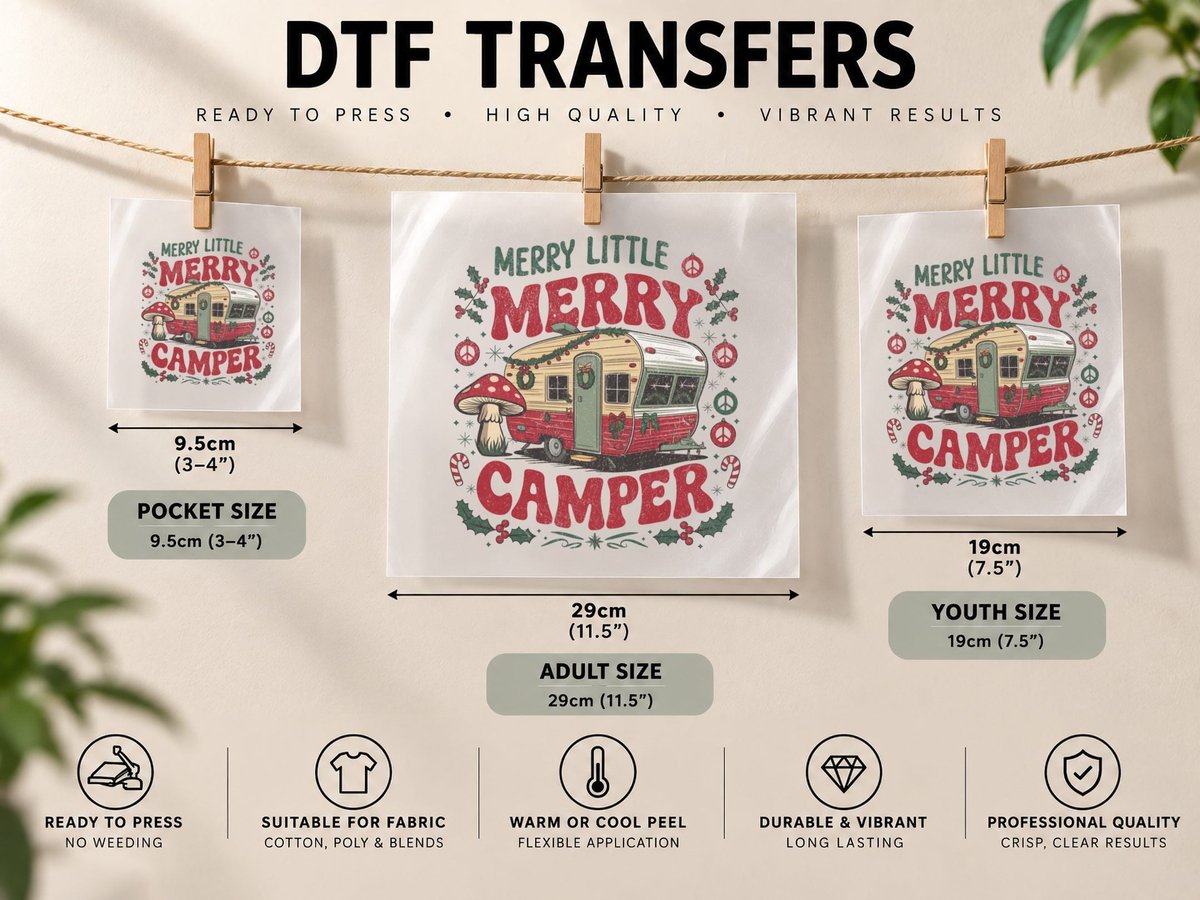Merry Little Merry Camper Christmas, Funny Xmas, Xmas Humor DTF Transfer Iron On