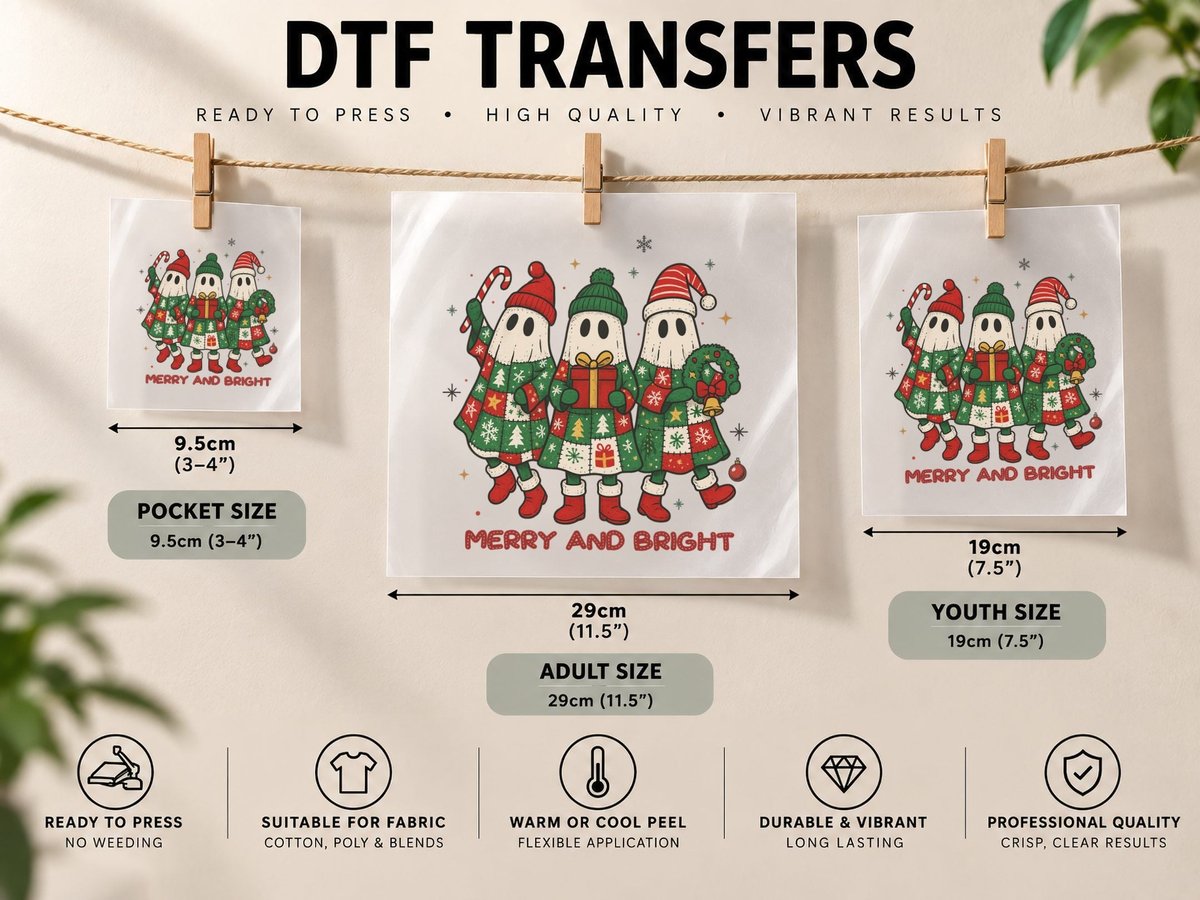 Merry and Bright Christmas, Funny Xmas, Holiday Gift DTF Transfer Iron On