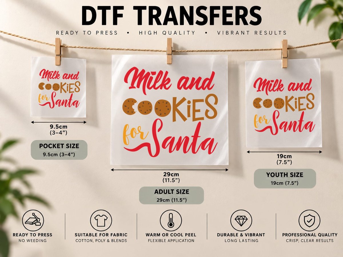 Milk and Cookies for Santa DTF Transfer Iron On
