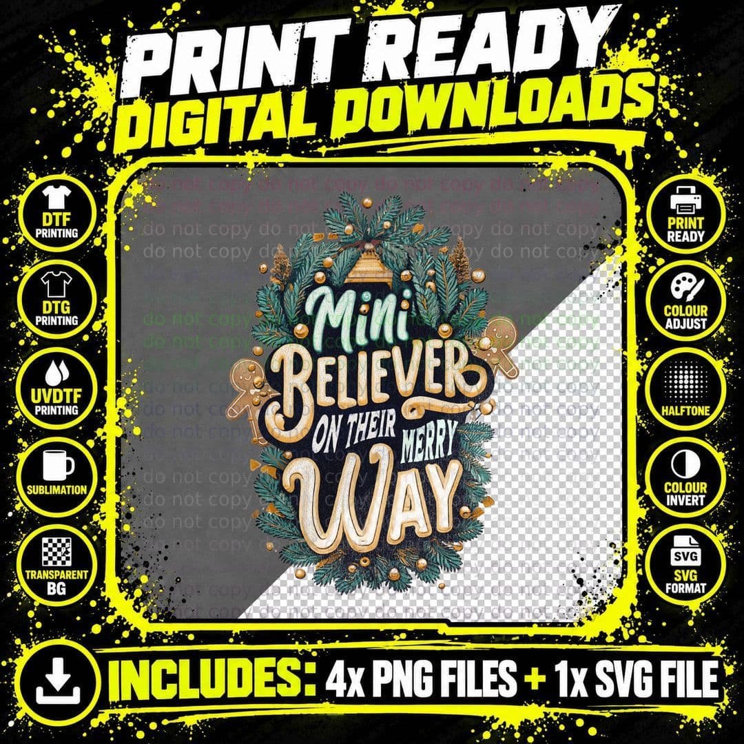 Mini Believer on Their Merry Way T-Shirt Png SVG Digital Bundle