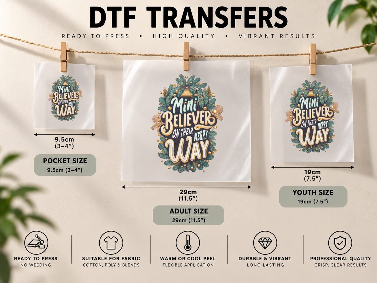 Mini Believer on Their Merry Way DTF Transfer Iron On