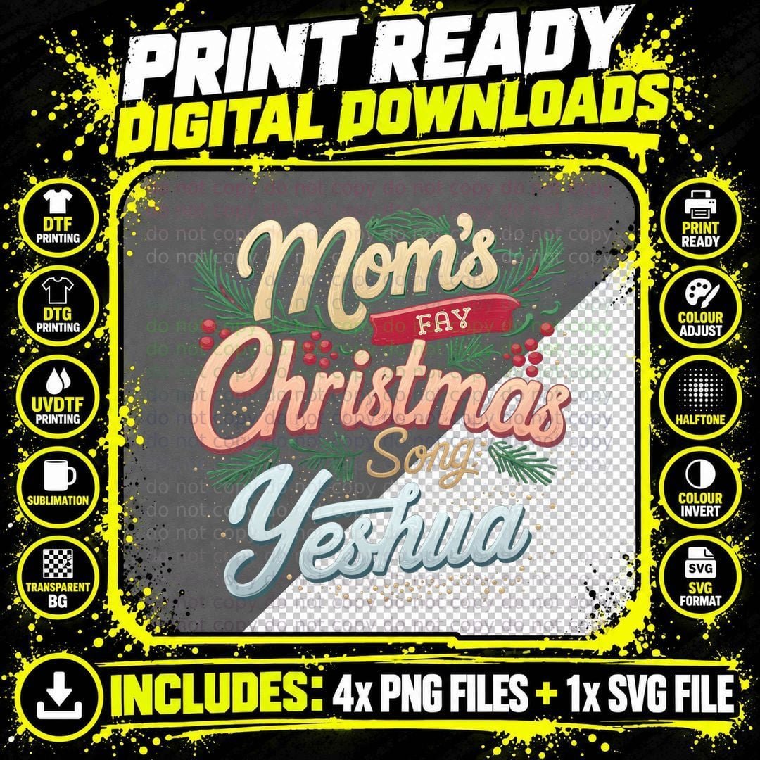 Moms Fav Christmas Song T-Shirt Png SVG Digital Bundle