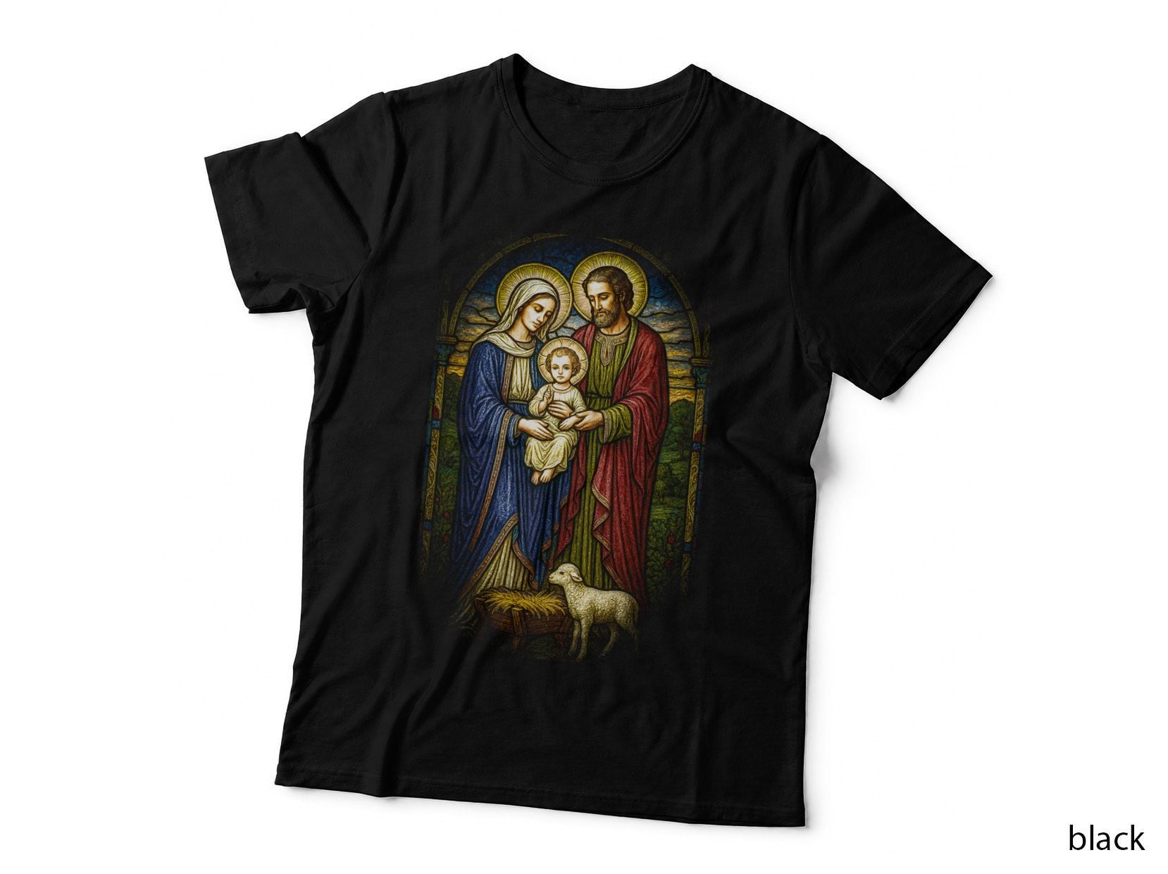Nativity Scene T-Shirt, Halftone Holy Nativity Manger Graphic Tee