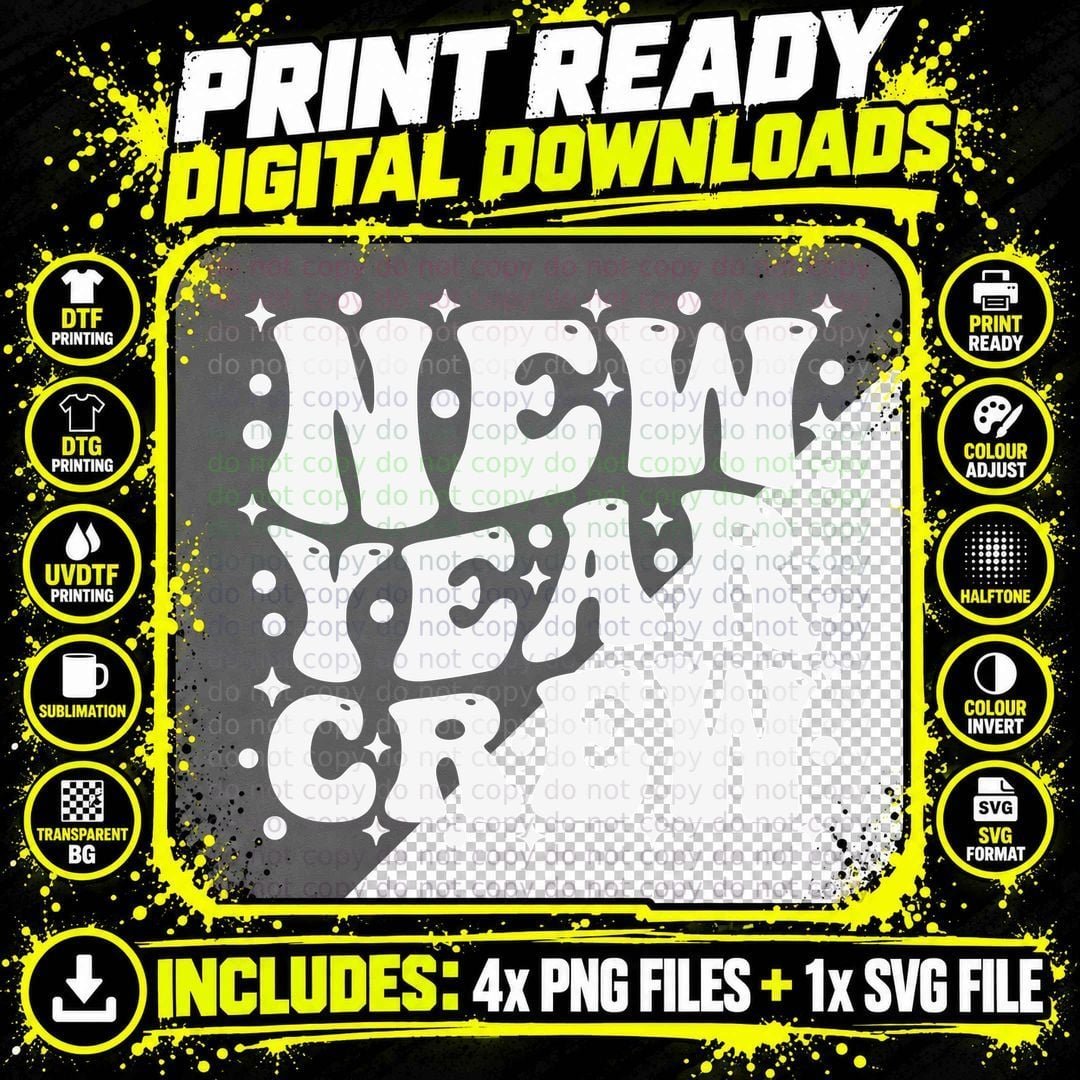 New Year Crew Happy New Year T-Shirt Png SVG Digital Bundle
