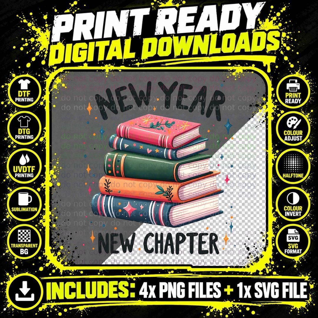 New Year New Chapter Happy New Year T-Shirt Png SVG Digital Bundle
