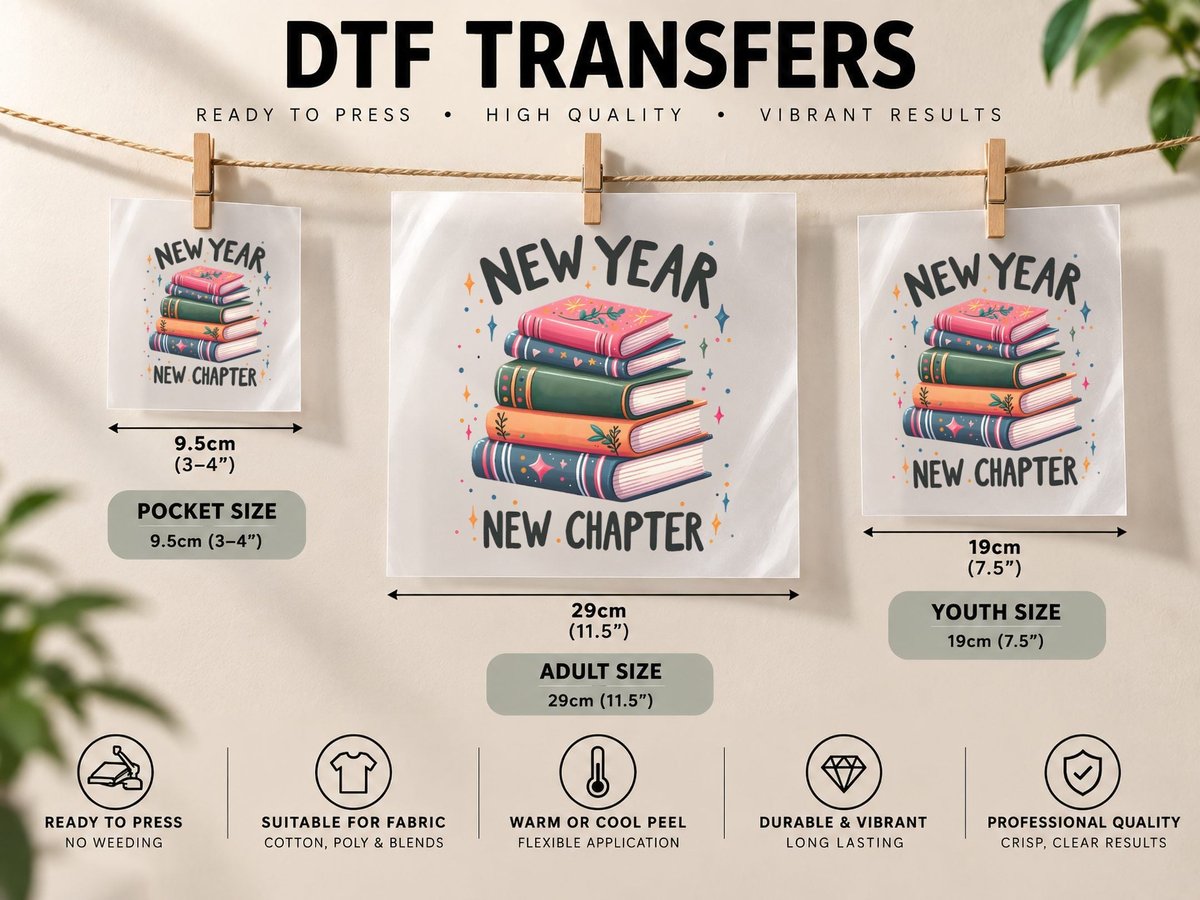 New Year New Chapter Happy New Year DTF Transfer Iron On