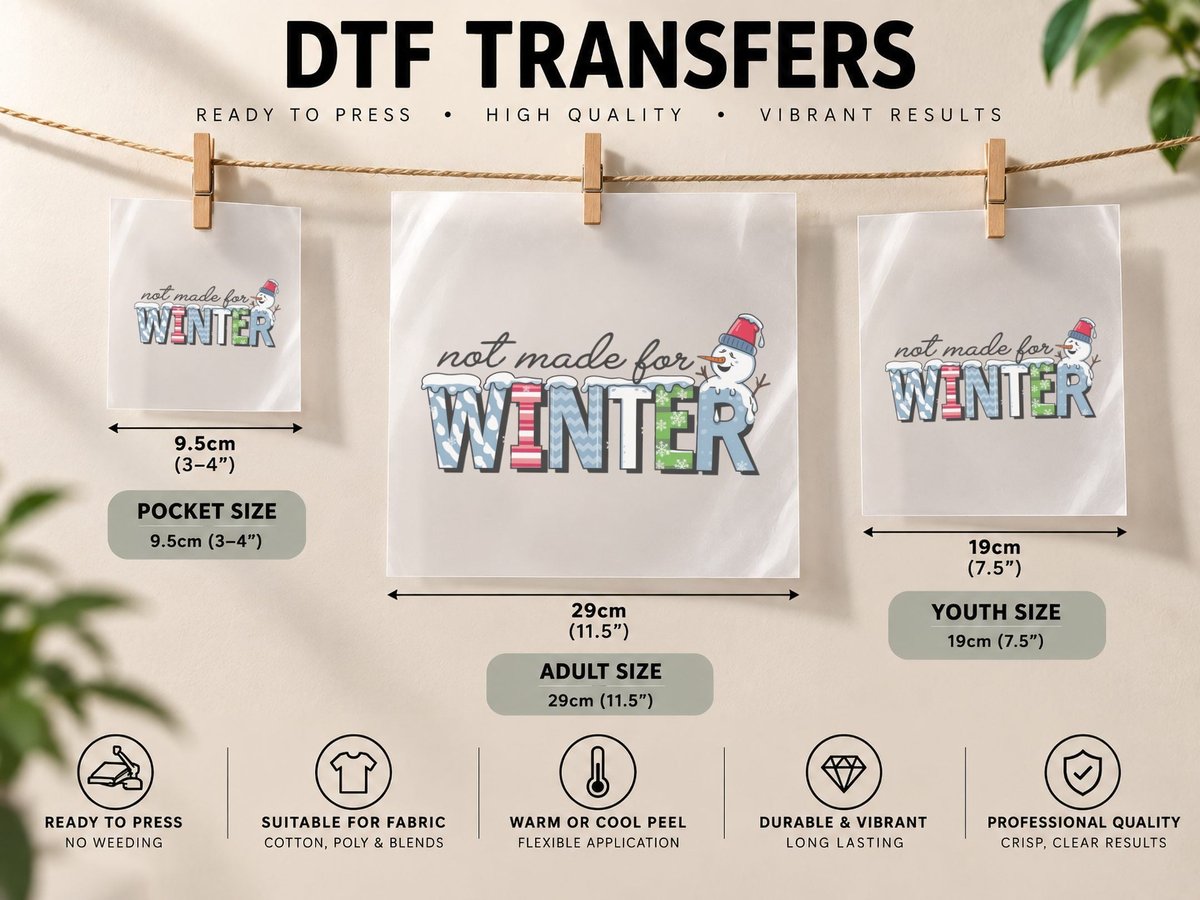 Not Made for Winter, Snowman in Winter Scene Graphic DTF Transfer Iron On