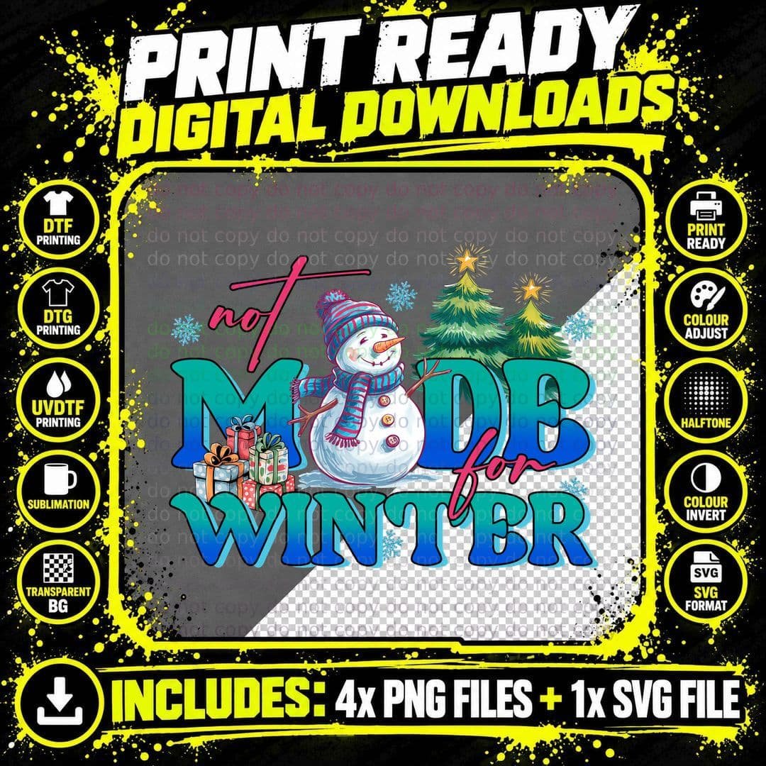 Not Mode for Winter T-Shirt, Snowman with Gifts and Png SVG Digital Bundle